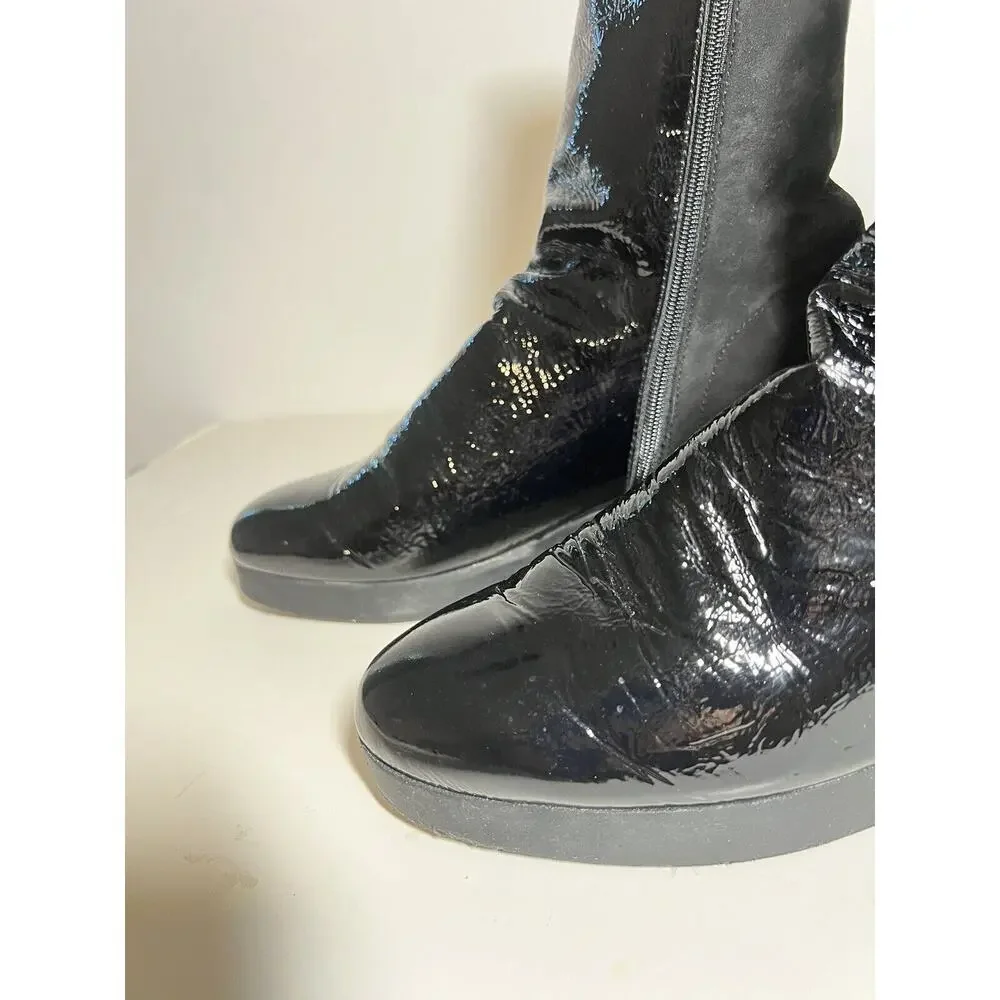 Arche Women EUC Black Patent Leather/Suede Mid Calf 2
